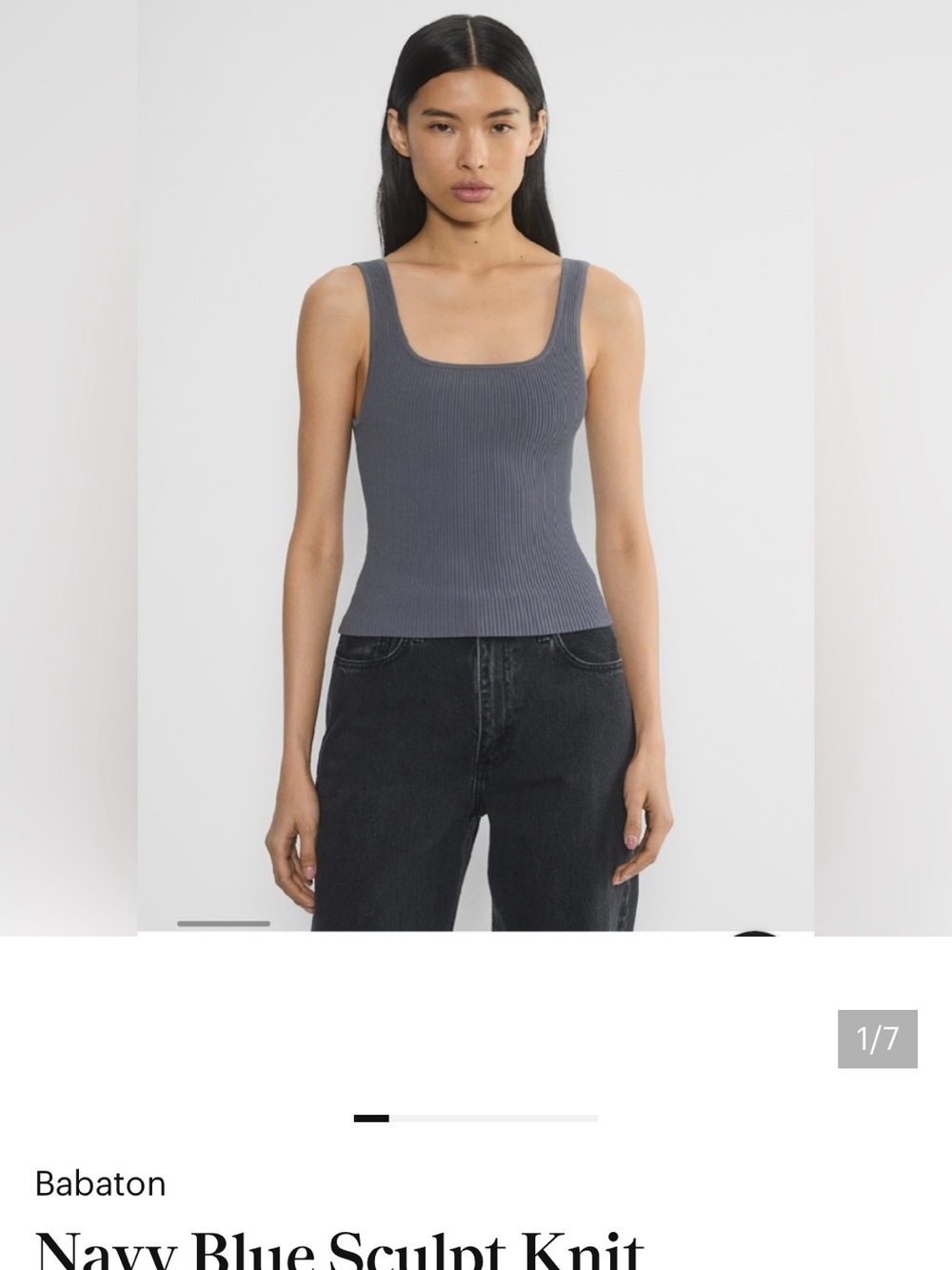 Babaton Slate Ribbed Sculpt Knit Tank Top